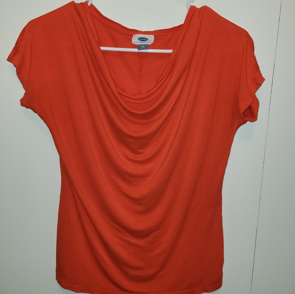 Old Navy Orange Drape Neck Shirt